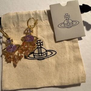 Vivienne Westwood Gold Pink and Lavender orb Earrings